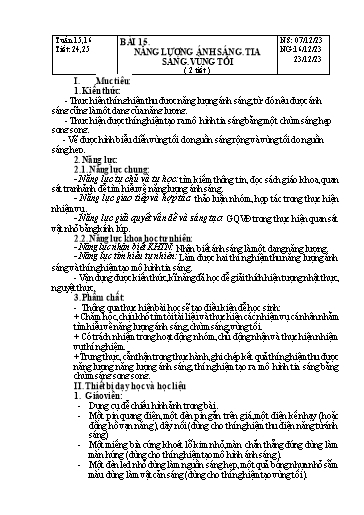 Giáo án Khoa học tự nhiên Lớp 7 Sách Kết nối tri thức - Phân môn: Vật lí - Tuần 15+16 - Năm học 2023-2024 - Đinh Thị Đông