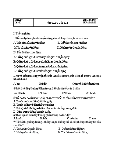 Giáo án Khoa học tự nhiên Lớp 7 Sách Kết nối tri thức - Phân môn: Vật lí - Tuần 18 - Năm học 2023-2024 - Đinh Thị Đông