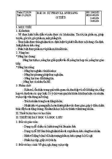 Giáo án Khoa học tự nhiên Lớp 7 Sách Kết nối tri thức - Phân môn: Vật lí - Tuần 17+19+20 - Năm học 2023-2024 - Đinh Thị Đông