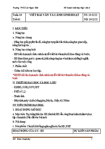 Giáo án Ngữ văn Lớp 6 Sách Kết nối tri thức - Tuần 16 - Năm học 2023-2024 - Đinh Hoài My - Trường THCS Lê Ngọc Giá