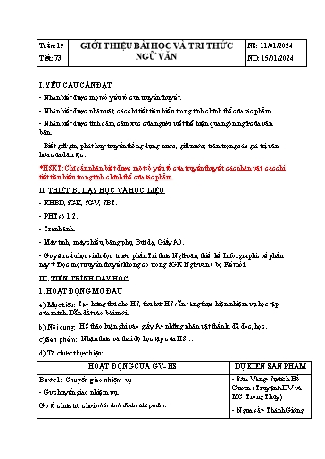 Giáo án Ngữ văn Lớp 6 Sách Kết nối tri thức - Tuần 19 - Năm học 2023-2024 - Đinh Hoài My - Trường THCS Lê Ngọc Giá