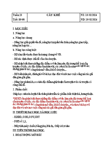 Giáo án Ngữ văn Lớp 6 Sách Kết nối tri thức - Tuần 23 - Năm học 2023-2024 - Đinh Hoài My - Trường THCS Lê Ngọc Giá