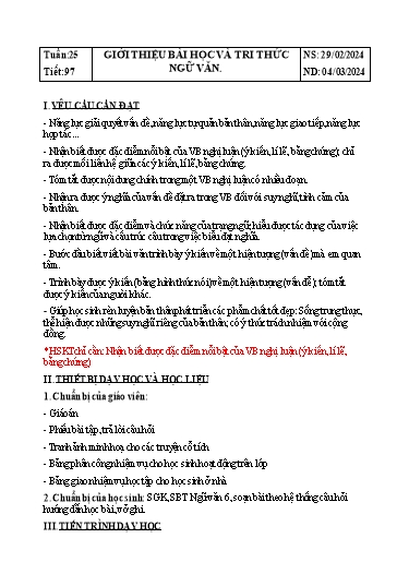 Giáo án Ngữ văn Lớp 6 Sách Kết nối tri thức - Tuần 25 - Năm học 2023-2024 - Đinh Hoài My - Trường THCS Lê Ngọc Giá