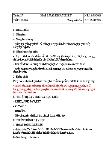 Giáo án Ngữ văn Lớp 6 Sách Kết nối tri thức - Tuần 27 - Năm học 2023-2024 - Đinh Hoài My - Trường THCS Lê Ngọc Giá