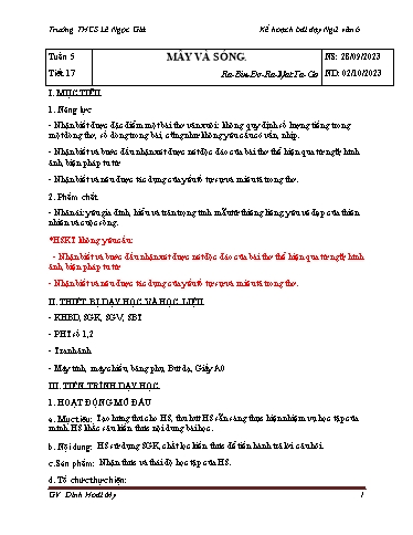 Giáo án Ngữ văn Lớp 6 Sách Kết nối tri thức - Tuần 5 - Năm học 2023-2024 - Đinh Hoài My - Trường THCS Lê Ngọc Giá