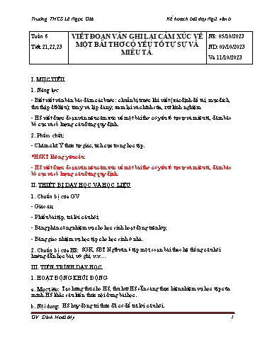 Giáo án Ngữ văn Lớp 6 Sách Kết nối tri thức - Tuần 6 - Năm học 2023-2024 - Đinh Hoài My - Trường THCS Lê Ngọc Giá