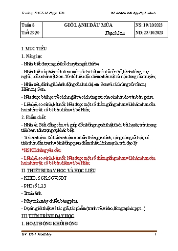 Giáo án Ngữ văn Lớp 6 Sách Kết nối tri thức - Tuần 8 - Năm học 2023-2024 - Đinh Hoài My - Trường THCS Lê Ngọc Giá