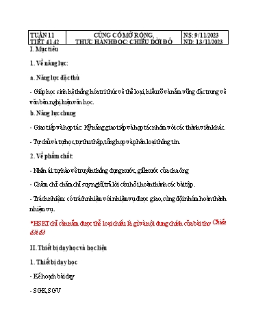 Giáo án Ngữ văn Lớp 8 Sách Kết nối tri thức - Tuần 11 - Năm học 2023-2024 - Đinh Hoài My - Trường THCS Lê Ngọc Giá