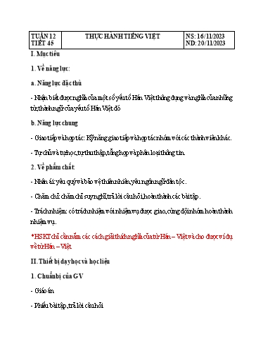 Giáo án Ngữ văn Lớp 8 Sách Kết nối tri thức - Tuần 12 - Năm học 2023-2024 - Đinh Hoài My - Trường THCS Lê Ngọc Giá