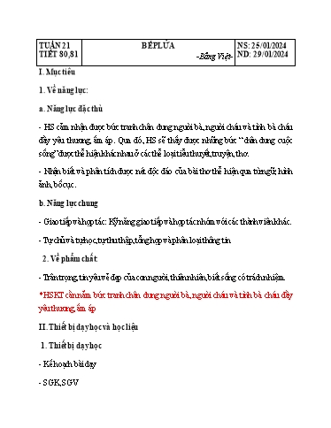 Giáo án Ngữ văn Lớp 8 Sách Kết nối tri thức - Tuần 21 - Năm học 2023-2024 - Đinh Hoài My - Trường THCS Lê Ngọc Giá