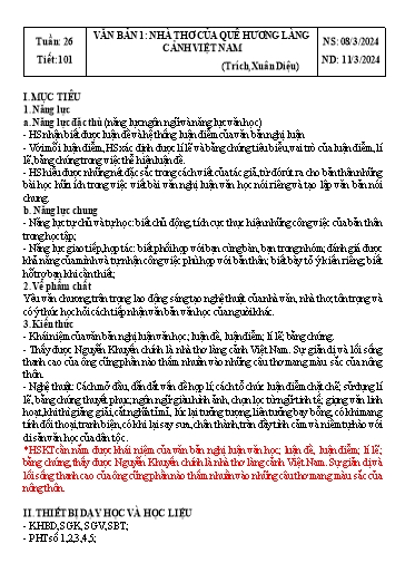 Giáo án Ngữ văn Lớp 8 Sách Kết nối tri thức - Tuần 26 - Năm học 2023-2024 - Đinh Hoài My - Trường THCS Lê Ngọc Giá