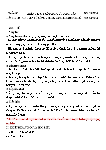 Giáo án Ngữ văn Lớp 8 Sách Kết nối tri thức - Tuần 30 - Năm học 2023-2024 - Đinh Hoài My - Trường THCS Lê Ngọc Giá