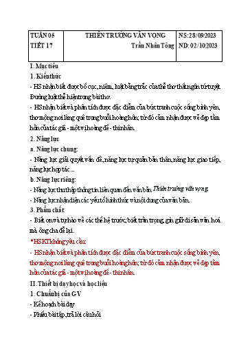 Giáo án Ngữ văn Lớp 8 Sách Kết nối tri thức - Tuần 5 - Năm học 2023-2024 - Đinh Hoài My - Trường THCS Lê Ngọc Giá