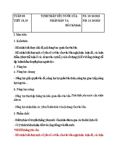 Giáo án Ngữ văn Lớp 8 Sách Kết nối tri thức - Tuần 8 - Năm học 2023-2024 - Đinh Hoài My - Trường THCS Lê Ngọc Giá