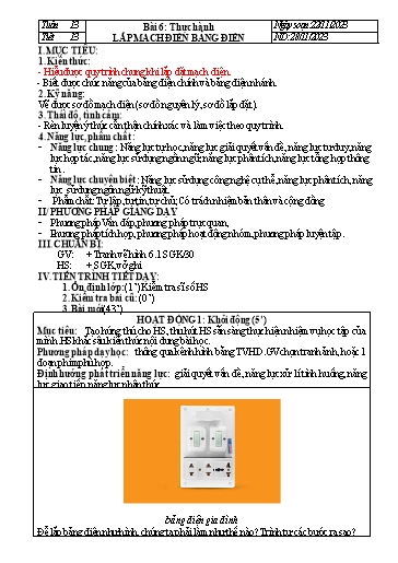 Kế hoạch bài dạy Công nghệ Lớp 9 - Tuần 13 - Năm học 2023-2024 - Đinh Thị Đông