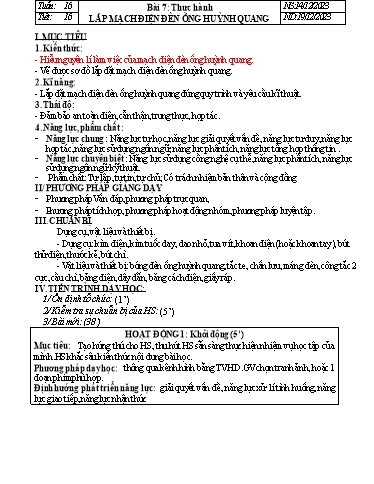 Kế hoạch bài dạy Công nghệ Lớp 9 - Tuần 16 - Năm học 2023-2024 - Đinh Thị Đông