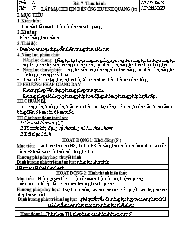 Kế hoạch bài dạy Công nghệ Lớp 9 - Tuần 17 - Năm học 2023-2024 - Đinh Thị Đông