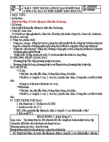 Kế hoạch bài dạy Công nghệ Lớp 9 - Tuần 24 - Năm học 2023-2024 - Đinh Thị Đông