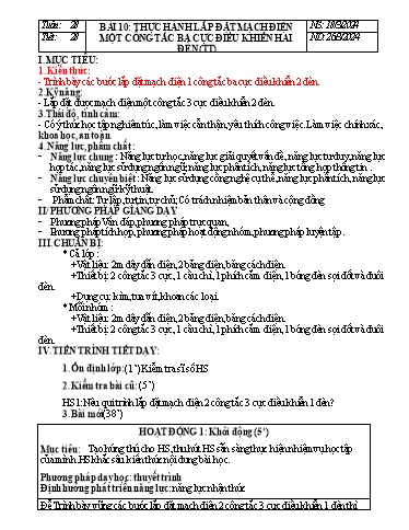 Kế hoạch bài dạy Công nghệ Lớp 9 - Tuần 28 - Năm học 2023-2024 - Đinh Thị Đông