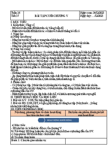 Kế hoạch bài dạy Đại số Lớp 7 Sách Kết nối tri thức - Tuần 16 - Tiết 37: Bài tập cuối chương 5 - Năm học 2023-2024 - Hoàng Thị Thêm