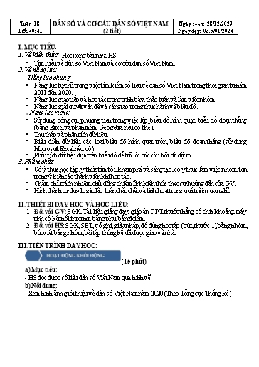 Kế hoạch bài dạy Đại số Lớp 7 Sách Kết nối tri thức - Tuần 18 - Tiết 40+41: Dân số và cơ cấu dân số Việt Nam - Năm học 2023-2024 - Hoàng Thị Thêm Kế hoạch bài dạy Đại số Lớp 7 Sách Kết nối tri thức - Tuần 18 - Tiết 40+41: Dân số và cơ cấu dân số Việt Nam - Năm học 2023-2024 - Hoàng Thị Thêm