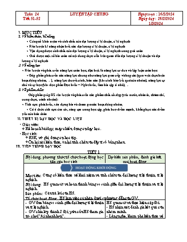 Kế hoạch bài dạy Đại số Lớp 7 Sách Kết nối tri thức - Tuần 24 - Tiết 51+52: Luyện tập chung - Năm học 2023-2024 - Hoàng Thị Thêm