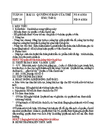 Kế hoạch bài dạy Giáo dục công dân Lớp 6 Sách Kết nối tri thức - Tuần 30 - Năm học 2023-2024 - Doãn Thị Tố Lan