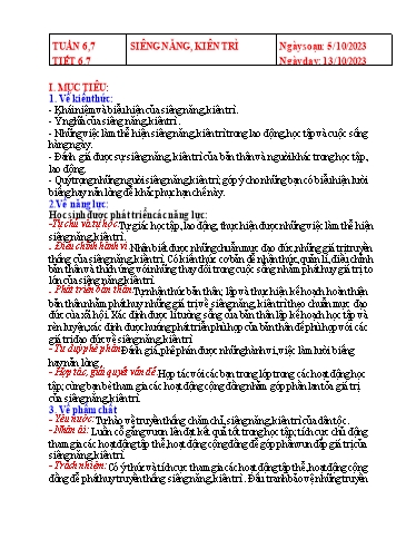 Kế hoạch bài dạy Giáo dục công dân Lớp 6 Sách Kết nối tri thức - Tuần 6+7 - Năm học 2023-2024 - Hoàng Thị Thêm