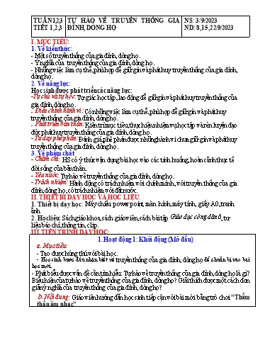 Kế hoạch bài dạy Giáo dục công dân Lớp 6 Sách Kết nối tri thức - Tuần 1+2+3 - Năm học 2023-2024 - Hoàng Thị Thêm