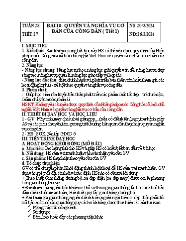 Kế hoạch bài dạy Giáo dục công dân Lớp 6 Sách Kết nối tri thức - Tuần 28 - Năm học 2023-2024 - Doãn Thị Tố Lan