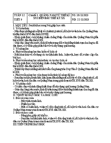 Kế hoạch bài dạy Giáo dục địa phương Lớp 8 - Tuần 12 - Năm học 2023-2024 - Doãn Thị Tố Lan Kế hoạch bài dạy Giáo dục địa phương Lớp 8 - Tuần 12 - Năm học 2023-2024 - Doãn Thị Tố Lan