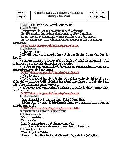 Kế hoạch bài dạy Giáo dục địa phương Lớp 8 - Tuần 13 - Năm học 2023-2024 - Doãn Thị Tố Lan