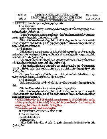 Kế hoạch bài dạy Giáo dục địa phương Lớp 8 - Tuần 19 - Năm học 2023-2024 - Doãn Thị Tố Lan Kế hoạch bài dạy Giáo dục địa phương Lớp 8 - Tuần 19 - Năm học 2023-2024 - Doãn Thị Tố Lan