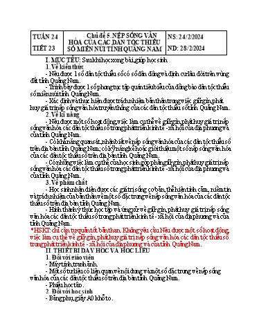 Kế hoạch bài dạy Giáo dục địa phương Lớp 8 - Tuần 24 - Năm học 2023-2024 - Doãn Thị Tố Lan