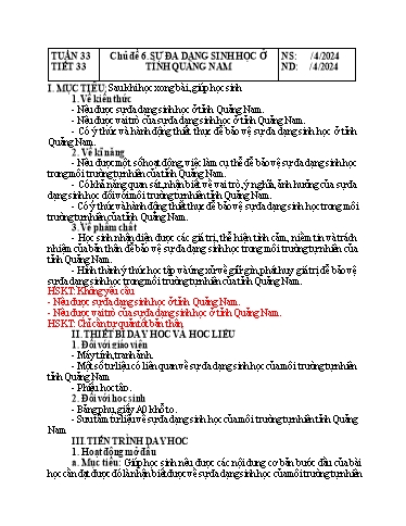 Kế hoạch bài dạy Giáo dục địa phương Lớp 8 - Tuần 33 - Năm học 2023-2024 - Doãn Thị Tố Lan