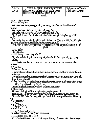 Kế hoạch bài dạy Hoạt động trải nghiệm Lớp 7 Sách Kết nối tri thức - Tuần 13-16 - Năm học 2023-2024 - Hoàng Thị Thêm