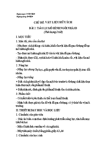 Kế hoạch bài dạy Mĩ thuật Lớp 6 Sách Chân trời sáng tạo - Tuần 31+32 - Năm học 2023-2024 - Lâm Ngọc Thảo Nguyên