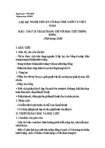 Kế hoạch bài dạy Mĩ thuật Lớp 6 Sách Chân trời sáng tạo - Tuần 27+28 - Năm học 2023-2024 - Lâm Ngọc Thảo Nguyên