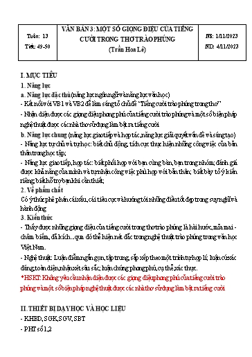 Kế hoạch bài dạy Ngữ văn Lớp 8 Sách Kết nối tri thức - Tuần 13 - Năm học 2023-2024 - Doãn Thị Tố Lan