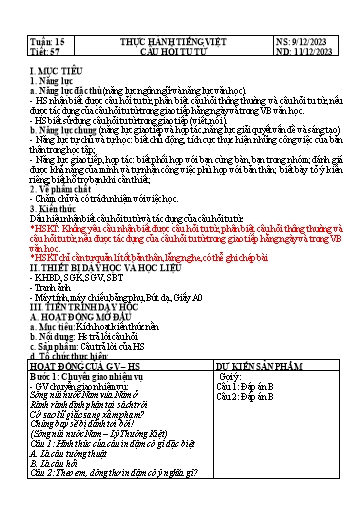 Kế hoạch bài dạy Ngữ văn Lớp 8 Sách Kết nối tri thức - Tuần 15 - Năm học 2023-2024 - Doãn Thị Tố Lan