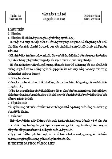 Kế hoạch bài dạy Ngữ văn Lớp 8 Sách Kết nối tri thức - Tuần 23 - Năm học 2023-2024 - Doãn Thị Tố Lan