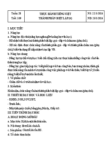 Kế hoạch bài dạy Ngữ văn Lớp 8 Sách Kết nối tri thức - Tuần 28 - Năm học 2023-2024 - Doãn Thị Tố Lan