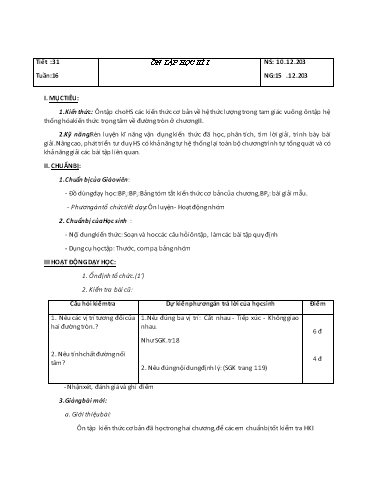 Kế hoạch bài dạy Toán Lớp 9 - Tuần 16 - Năm học 2023-2024 - Huỳnh Đinh Việt Hà