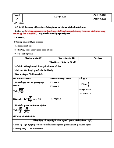 Kế hoạch bài dạy Toán Lớp 9 - Tuần 3 - Năm học 2023-2024 - Huỳnh Đinh Việt Hà