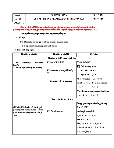 Kế hoạch bài dạy Toán Lớp 9 - Tuần 31 - Năm học 2023-2024 - Huỳnh Đinh Việt Hà