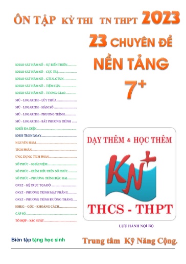 23 Chuyên đề Toán nền tảng 7+ - Ôn tập kì thi TN THPT 2023
