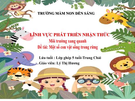 Bài giảng Mẫu giáo Lớp 5 tuổi - Lĩnh vực: PTNT - Chủ đề: Môi trường xung quanh - Đề tài: Một số con vật sống trong rừng (Lý Thị Hương)