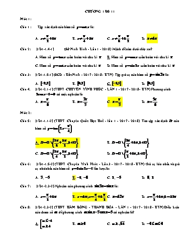 Câu hỏi trắc nghiệm môn Toán 11 (Có đáp án)