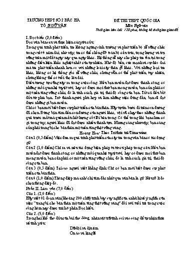 Đề ôn luyện thi THPT quốc gia môn Ngữ Văn 12 (Lần 3) - Trường THPT số 2 Bắc Hà (Đề 1 - Kèm hướng dẫn chấm)