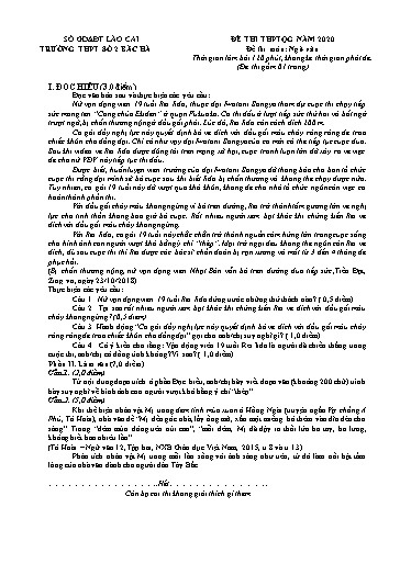 Đề thi THPT quốc gia môn Ngữ Văn 12 - Sở GD&ĐT Lào Cai - Trường THPT số 2 Bắc Hà (Đề 4 - Kèm hướng dẫn chấm)